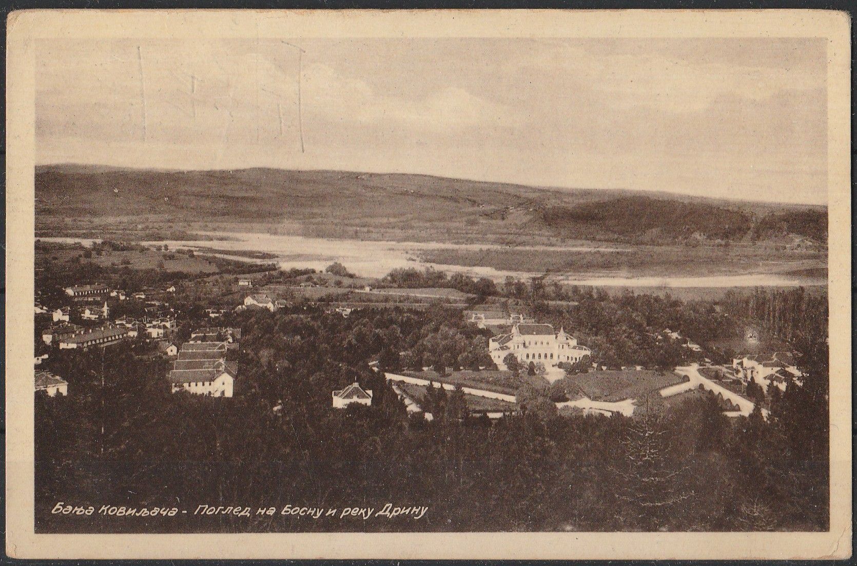 Pogled na Bosnu i reku Drinu, stara razglednica, oznaka 1940