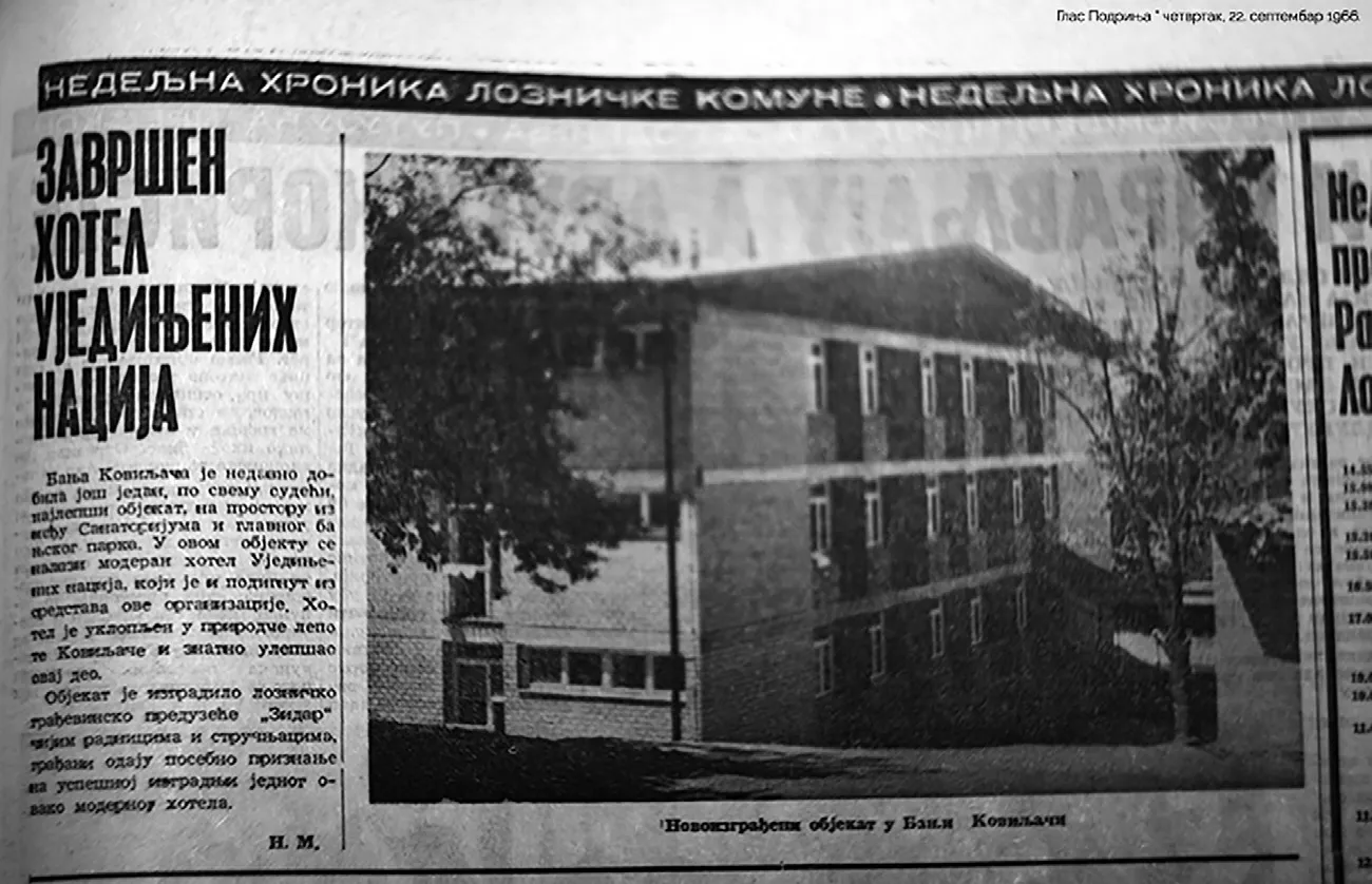 Isečak Glasa Podrinja sa vešću i fotografijom završenog objekta Ujedinjenih nacija